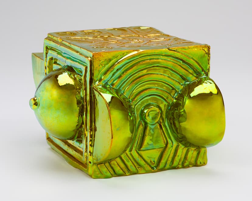 Julia Kunin, Novelty Cube, 2025, ceramic, 6" x 10" x 10.5"