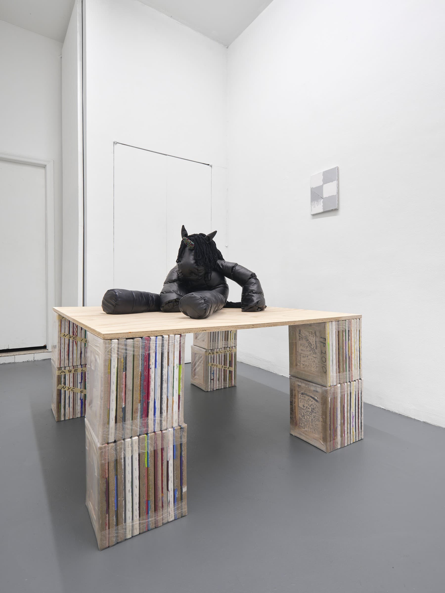 Installation view, Transaction, Joshua Abelow & Katya Kirilloff, presented by Gene's Dispensary at Essex Flowers, New York, 2026. Photo: Garrett Carroll.