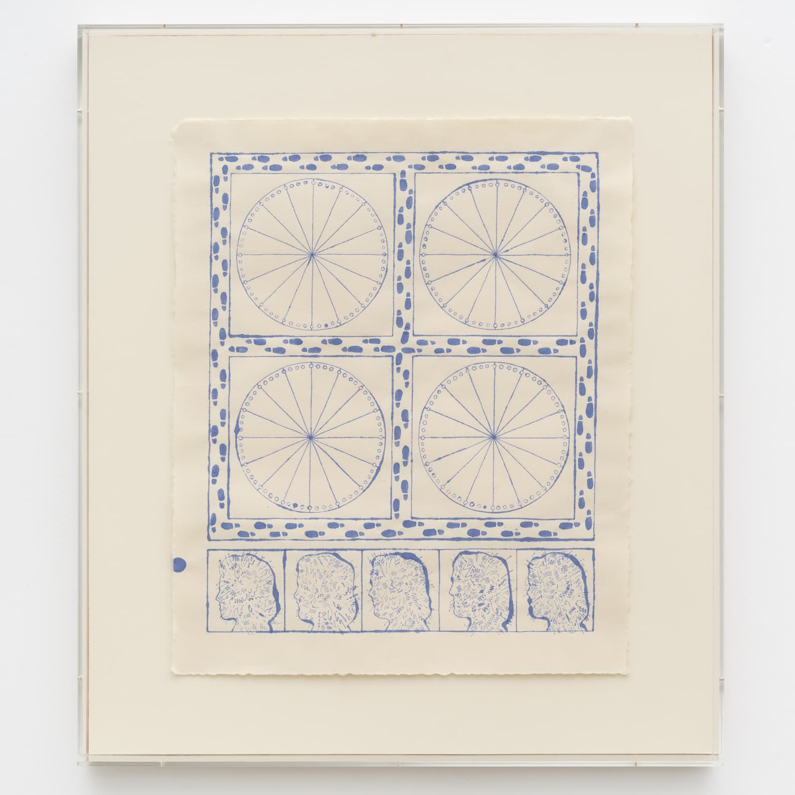 Gabriel Slavitt, Sacred Directions, 2024. Ink on paper in artist's frame. 20 1/2 x 17 inches, unframed; 26 1/2 x 23 3/8 x 3 1/8 inches, framed.