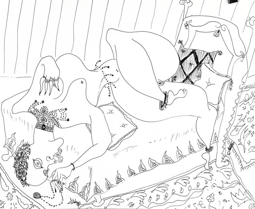 Levon Riggins, Bria wearing beryl in bed, 2025. Courtesy the artist and induction gallery