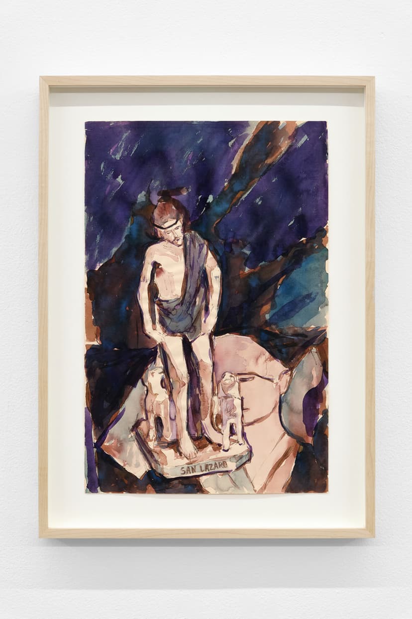 Miguel Ferrando, San Lázaro, ca. 1990–1992. Gouache and watercolor on paper, 24 x 18 in. (Framed)