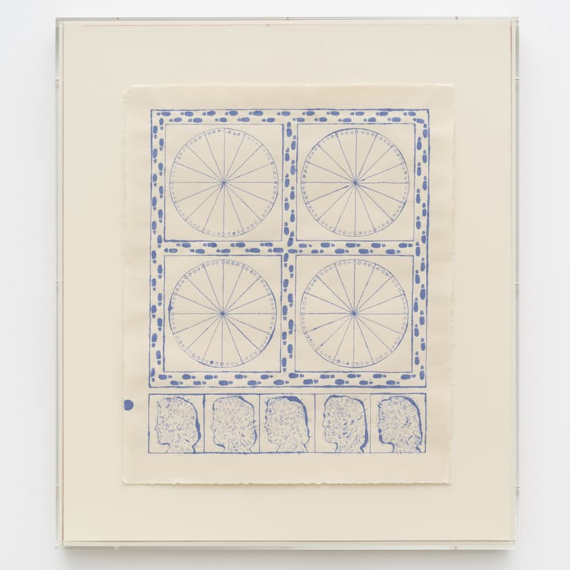 Gabriel Slavitt, Sacred Directions, 2024. Ink on paper in artist's frame. 20 1/2 x 17 inches, unframed; 26 1/2 x 23 3/8 x 3 1/8 inches, framed.
