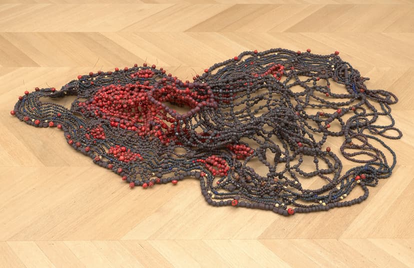 Inma Barrero, Ataecina, 2023–26, pigments, glazes, oxides, and lusters on porcelain and earthenware, and metal wire